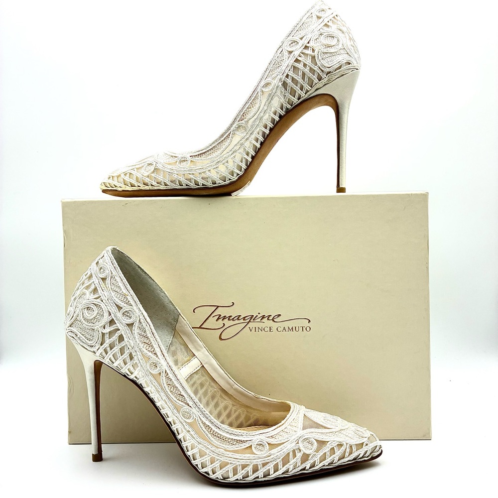 Vince Camuto Imagine Series Elegant Cream Laced Women’s Shoes, Size 8
